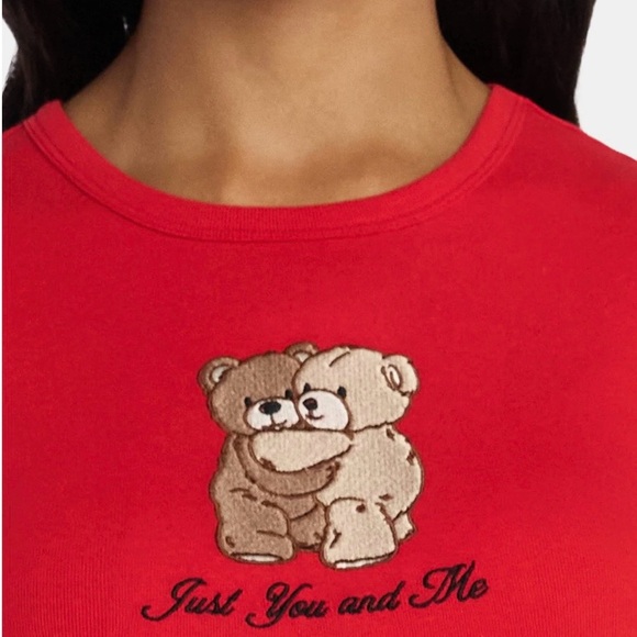 Social Edition Red Babydoll T-Shirt with Bear Graphic - Picture 5 of 8